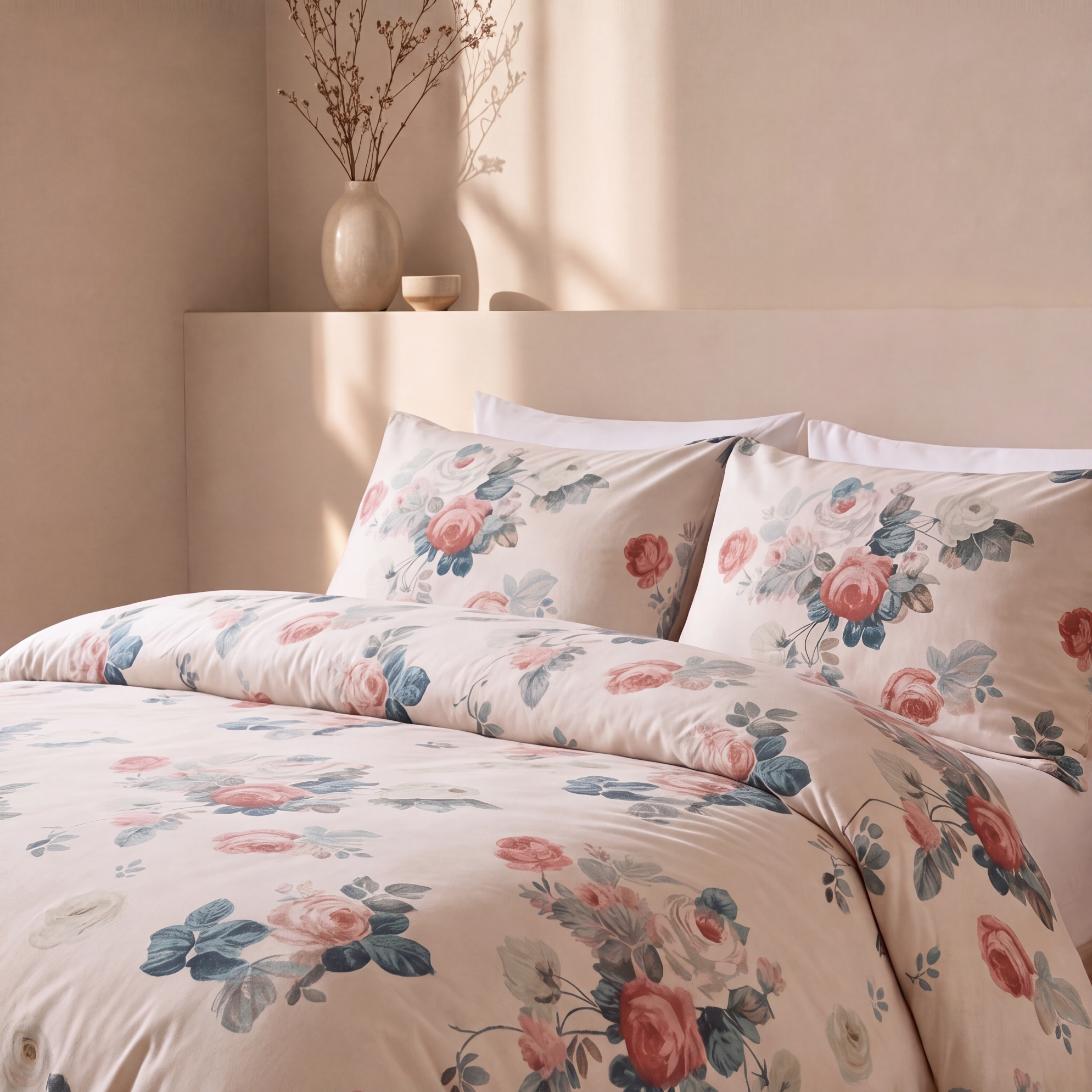 parure en percale de coton 100 fils/cm² avec housse de couette et taies assorties élégante et fraîche