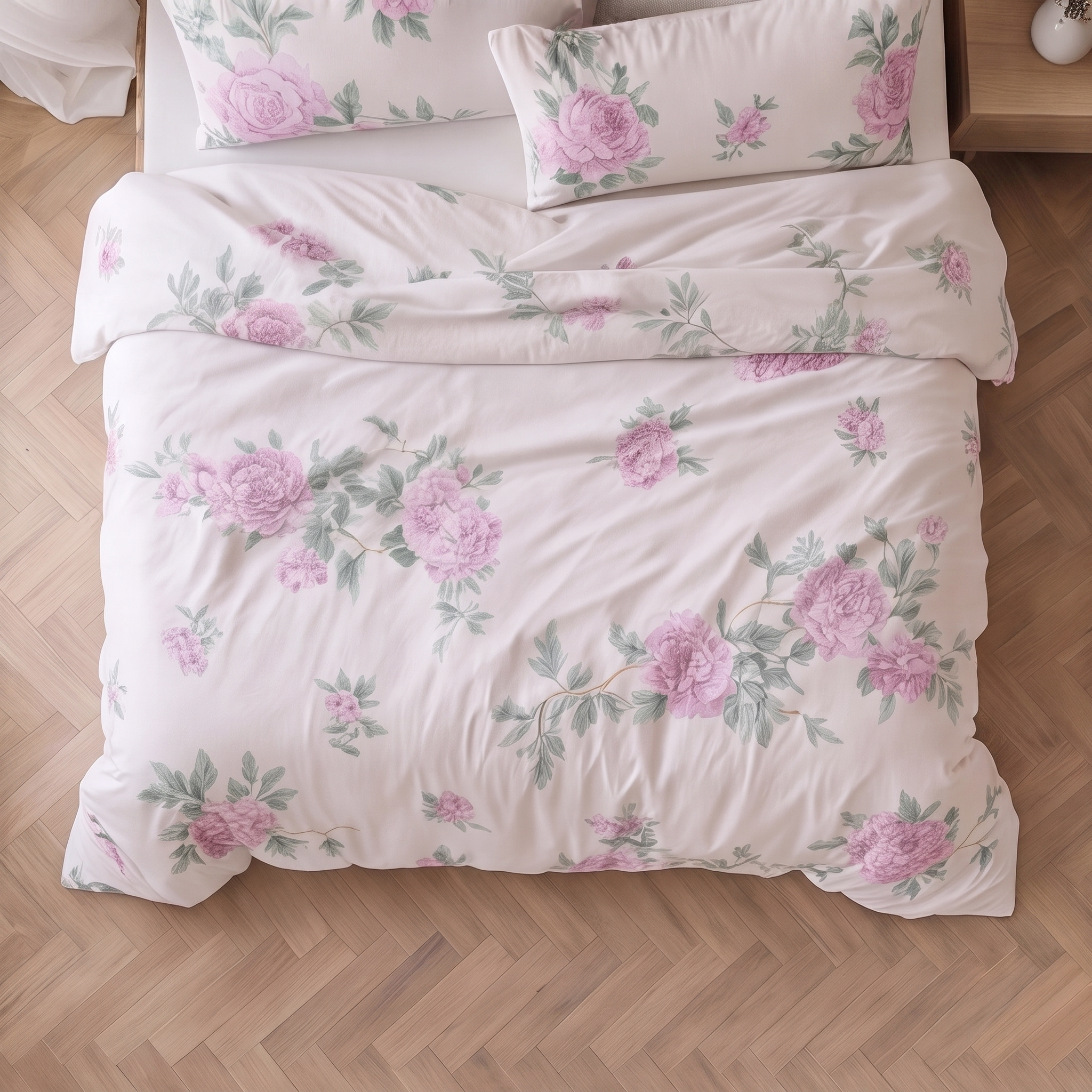 parure en percale de coton 100 fils/cm² blanche, housse de couette avec deux taies d’oreiller assorties, textile européen haut de gamme