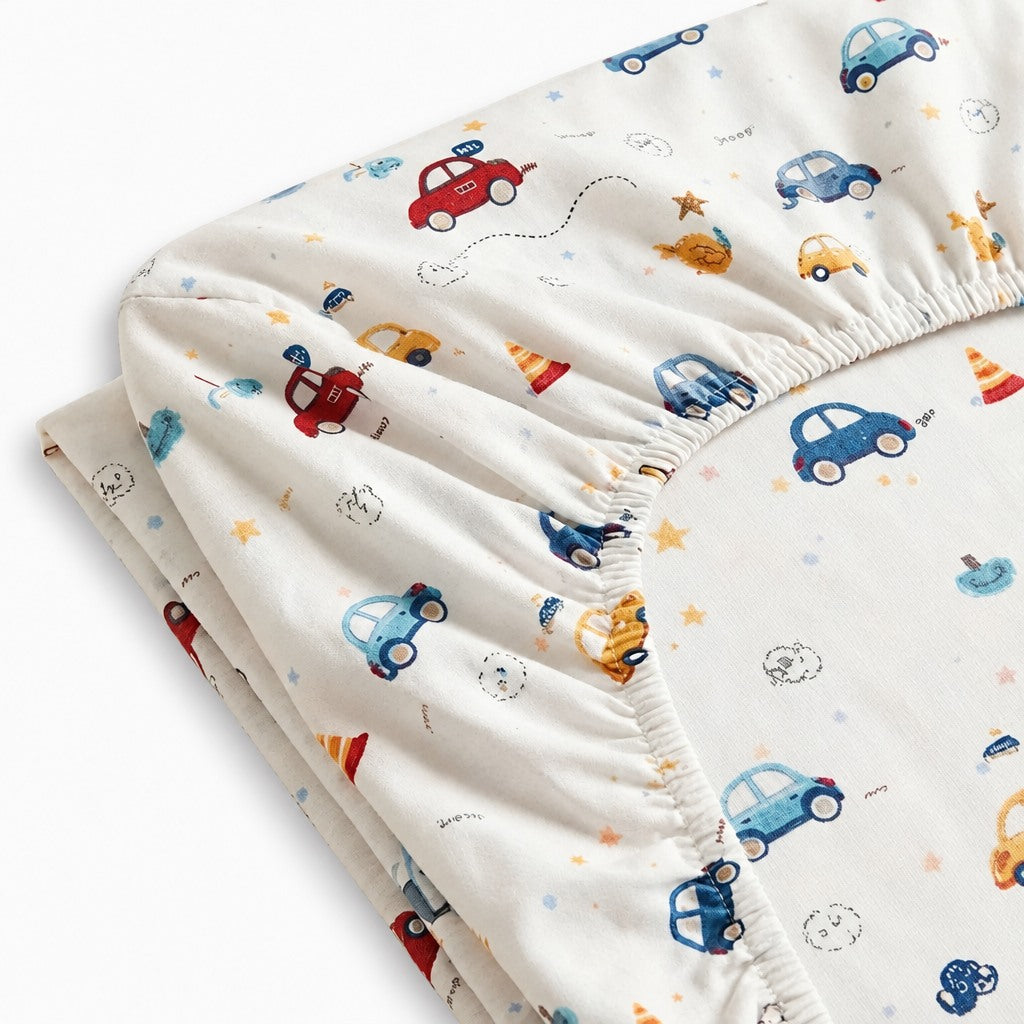 Drap-housse en percale de coton 100 fils/cm² blanc, texture lisse et tenue impeccable