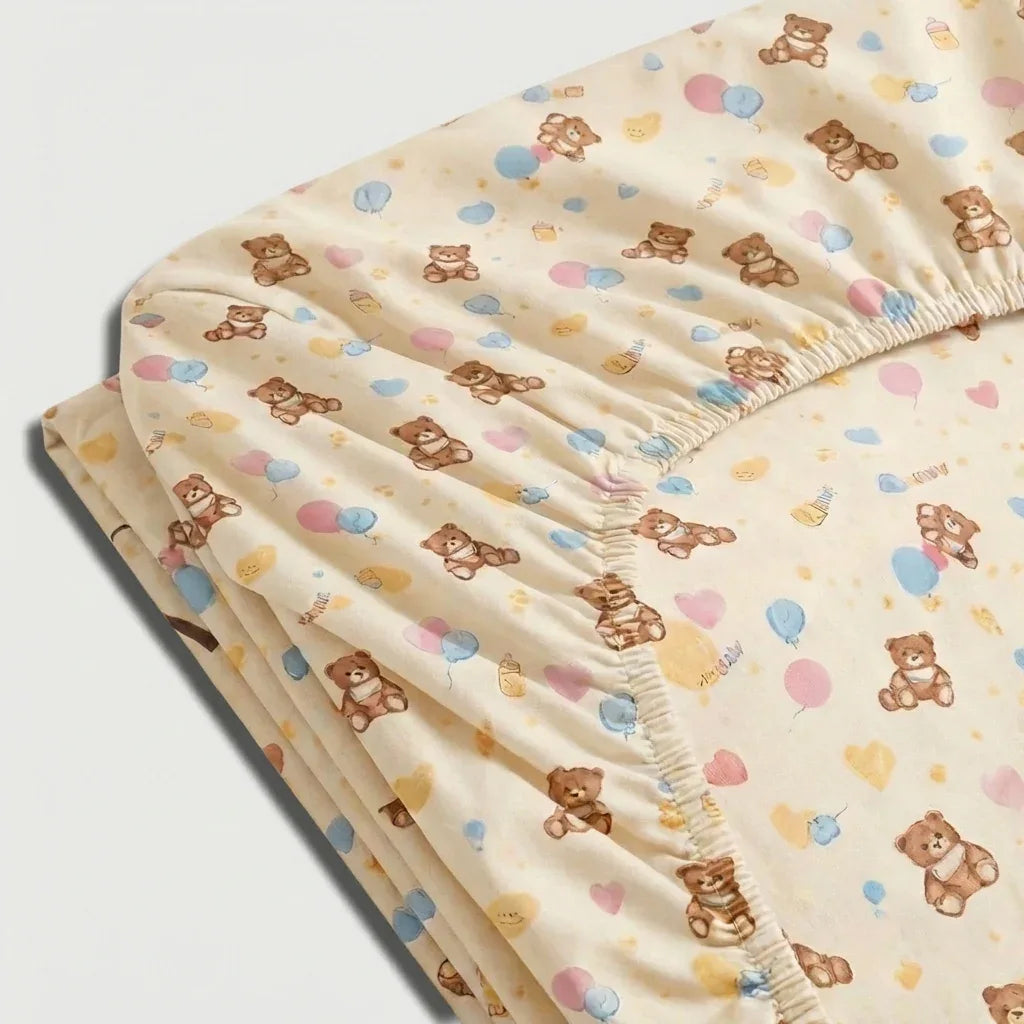 Drap - housse en percale de coton - Petite en Petit Ourson – Linge de lit haut de gamme - MaisonTextile
