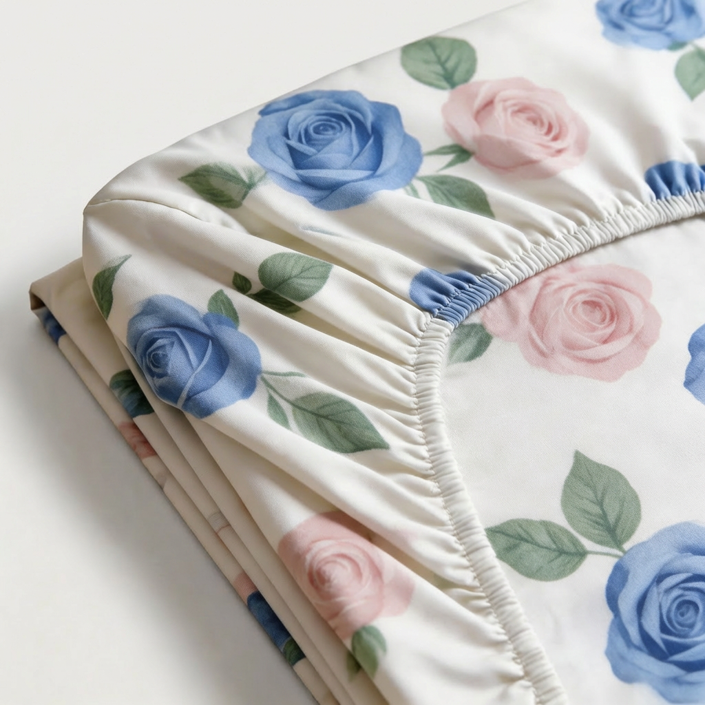 Drap-housse en percale de coton 100 fils/cm² blanc, texture lisse et respirante, maintien optimal sur matelas.