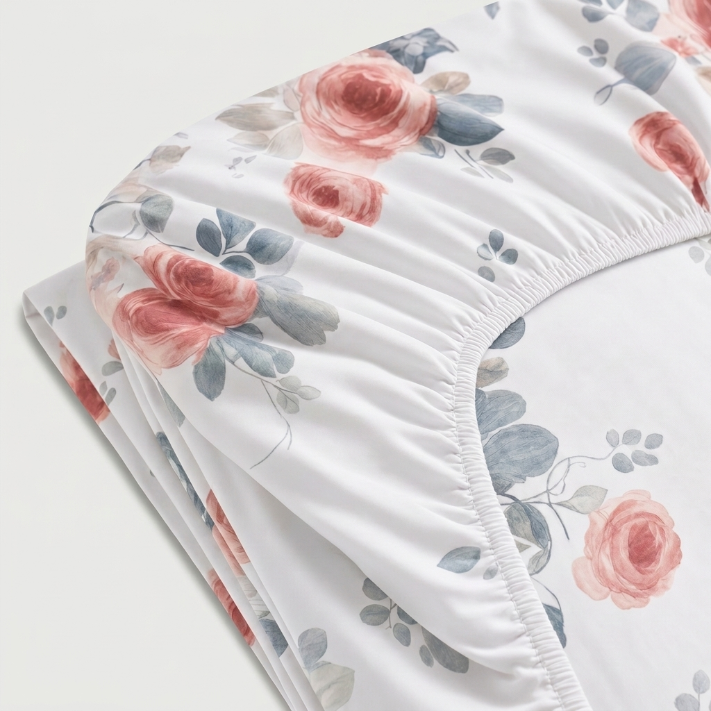 Drap-housse en percale de coton 100 fils/cm² blanc, ajusté et lisse pour literie fraîche et élégante