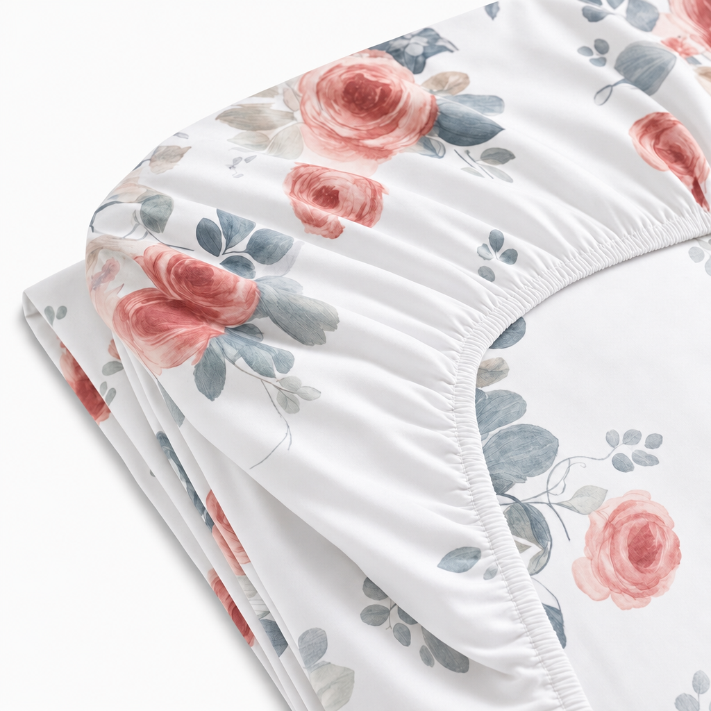 Drap-housse en percale de coton 100 fils/cm² blanc, ajusté et lisse pour literie fraîche et élégante