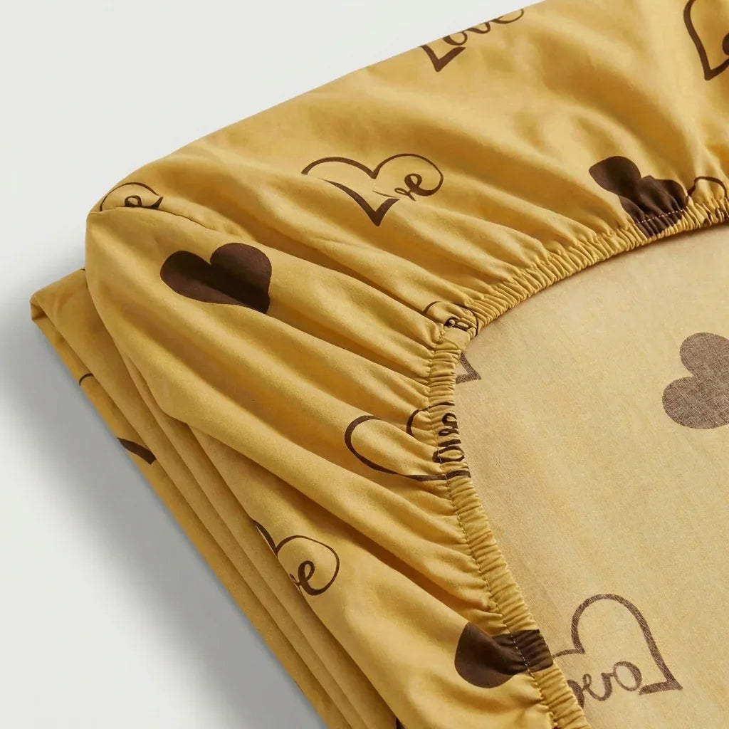 Drap - Housse Percale de coton – Love en Love Soleil – Linge de lit haut de gamme - MaisonTextile