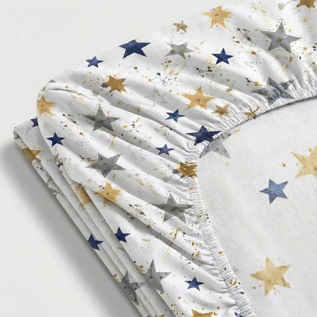 Drap - housse Polycoton renforcé - Stars en Stars Céleste – Linge de lit haut de gamme - MaisonTextile
