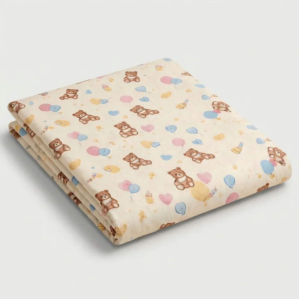 Drap plat percale de coton - Petit en Petit Ourson – - MaisonTextile