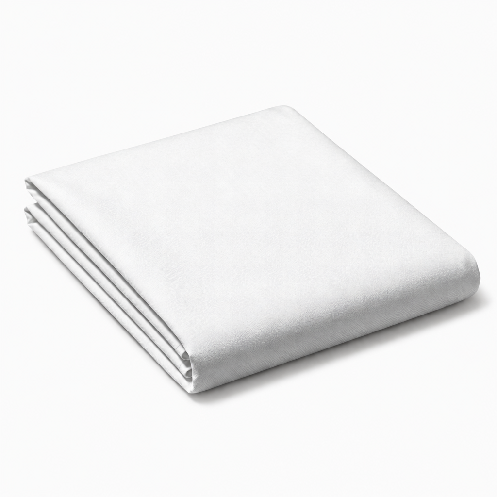 drap plat en percale de coton blanc, tissu lisse et respirant pour literie élégante et confortable