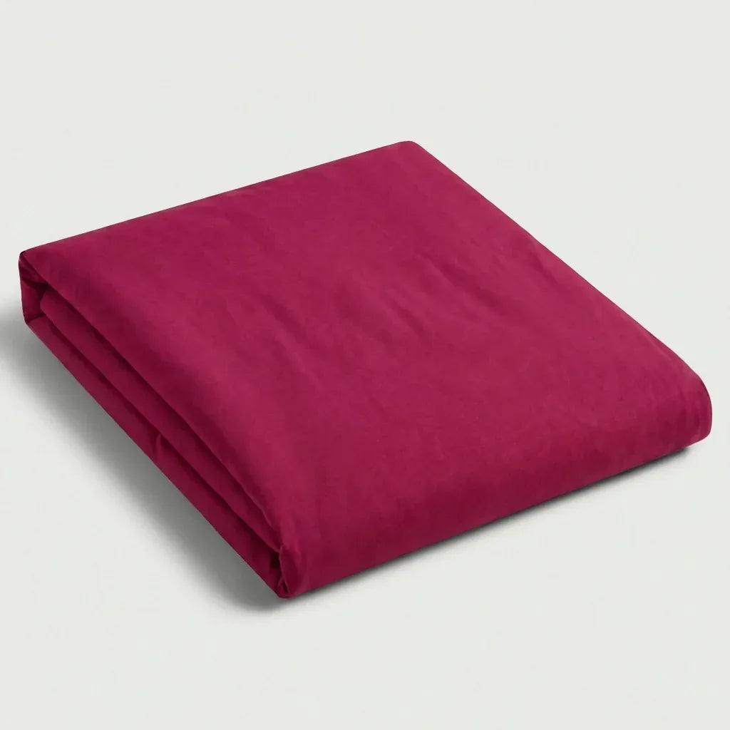 Drap plat percale de coton - Unie en Rouge Framboise – - MaisonTextile