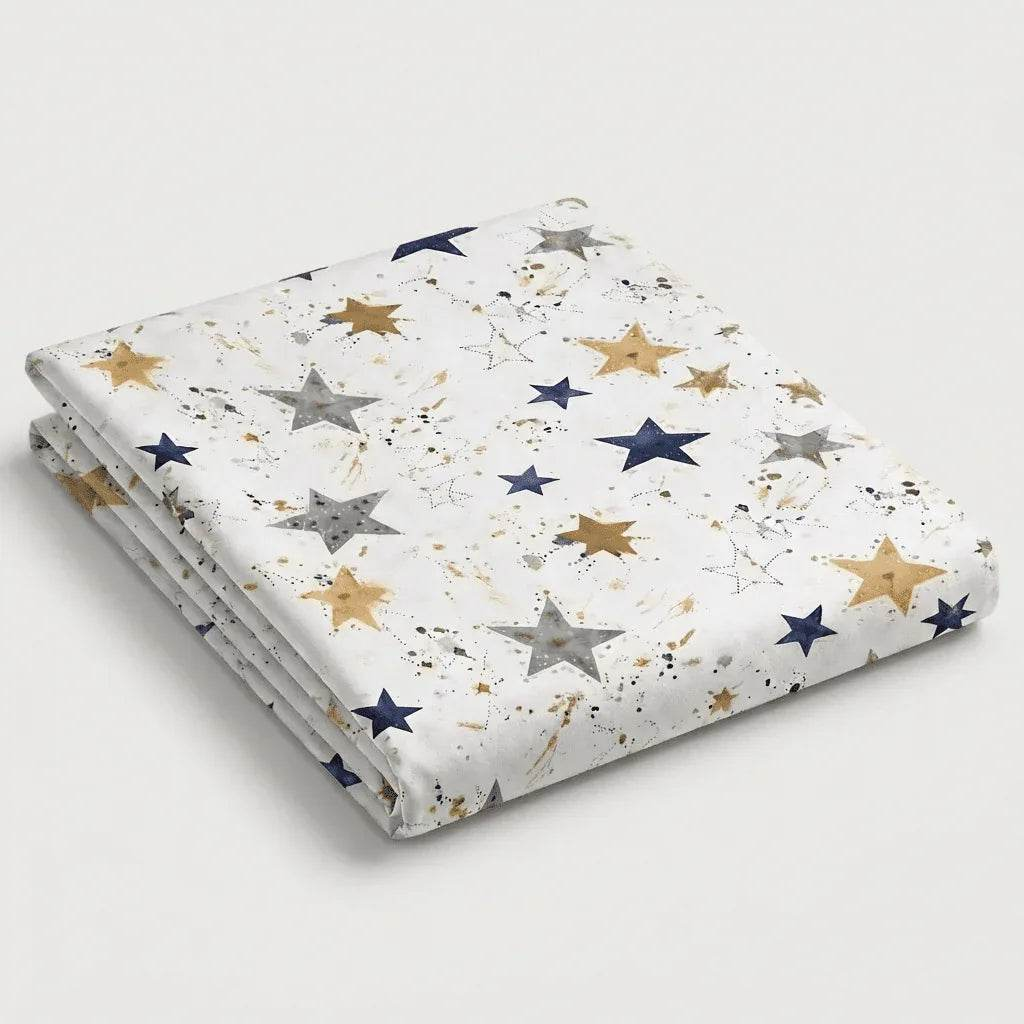 Drap plat polycoton renforcé - Stars en Stars Céleste – - MaisonTextile