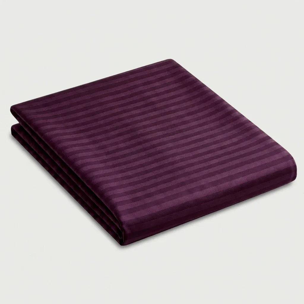 Drap plat satin de coton - Rayures satinées en Mauve Bordeaux – - MaisonTextile