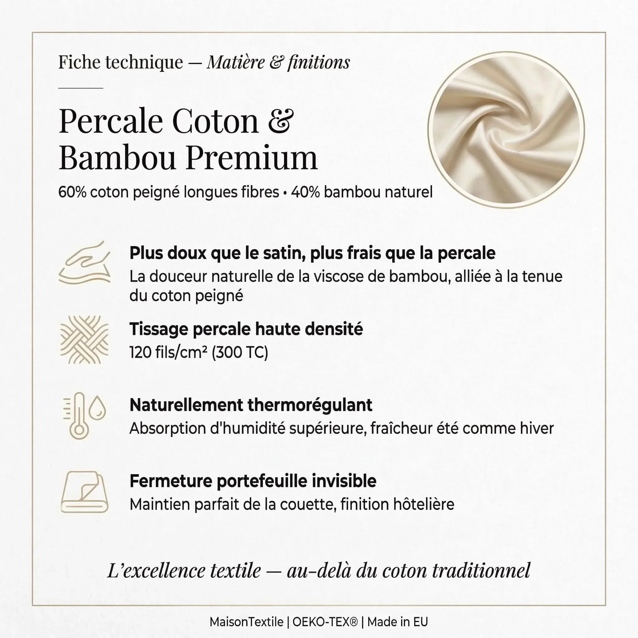 Parure Blanc - Percale Coton & Bambou Premium