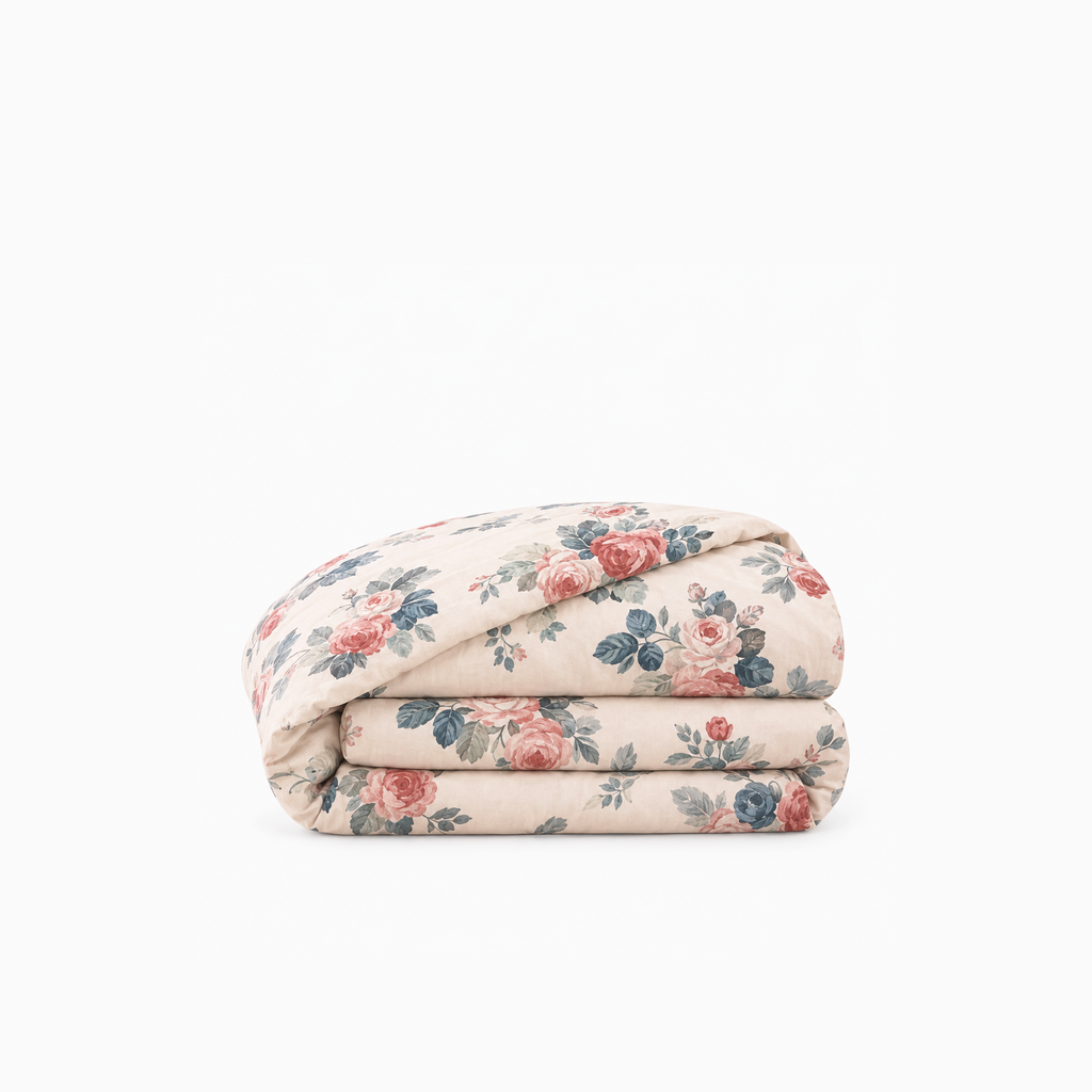 Housse de couette en percale de coton 100 fils/cm², texture lisse et respirante, finition élégante et durable