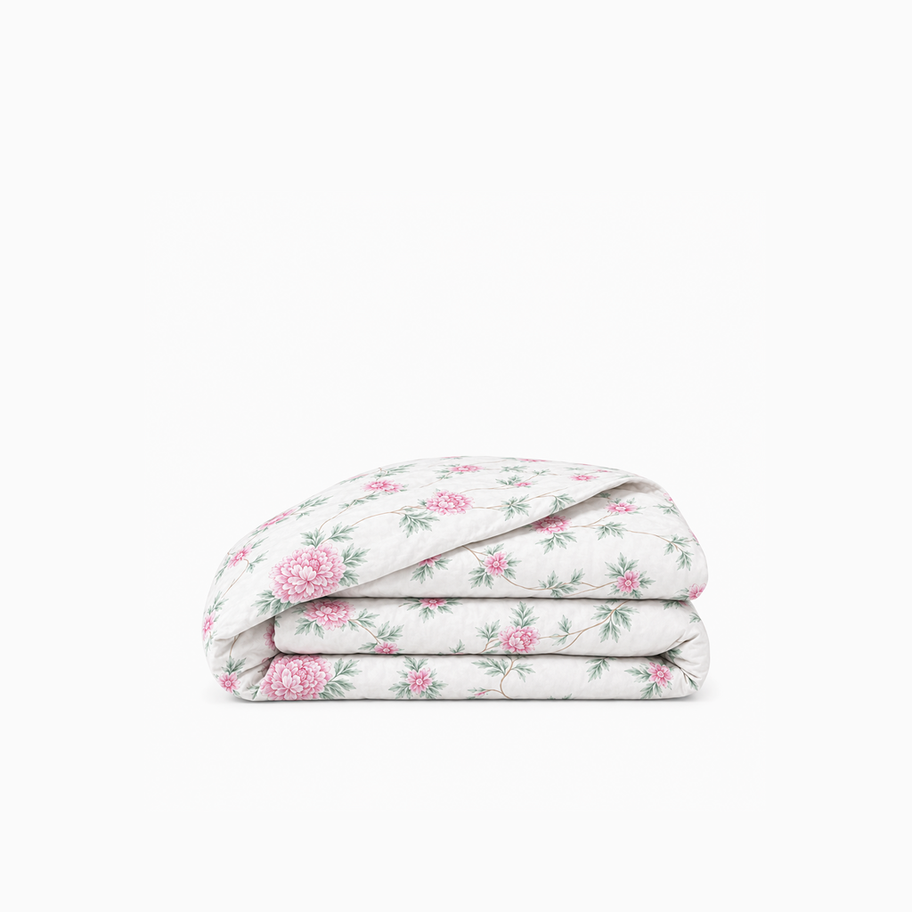 Housse de couette percale de coton Jardin des Pivoines – Maison Textile