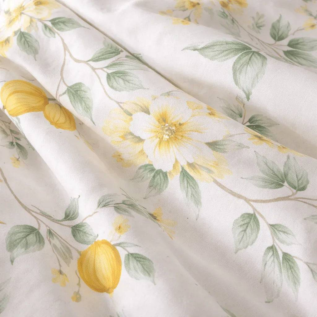 Housse de couette percale de coton - Jardin en Jardin Citronnier – Linge de lit haut de gamme - MaisonTextile