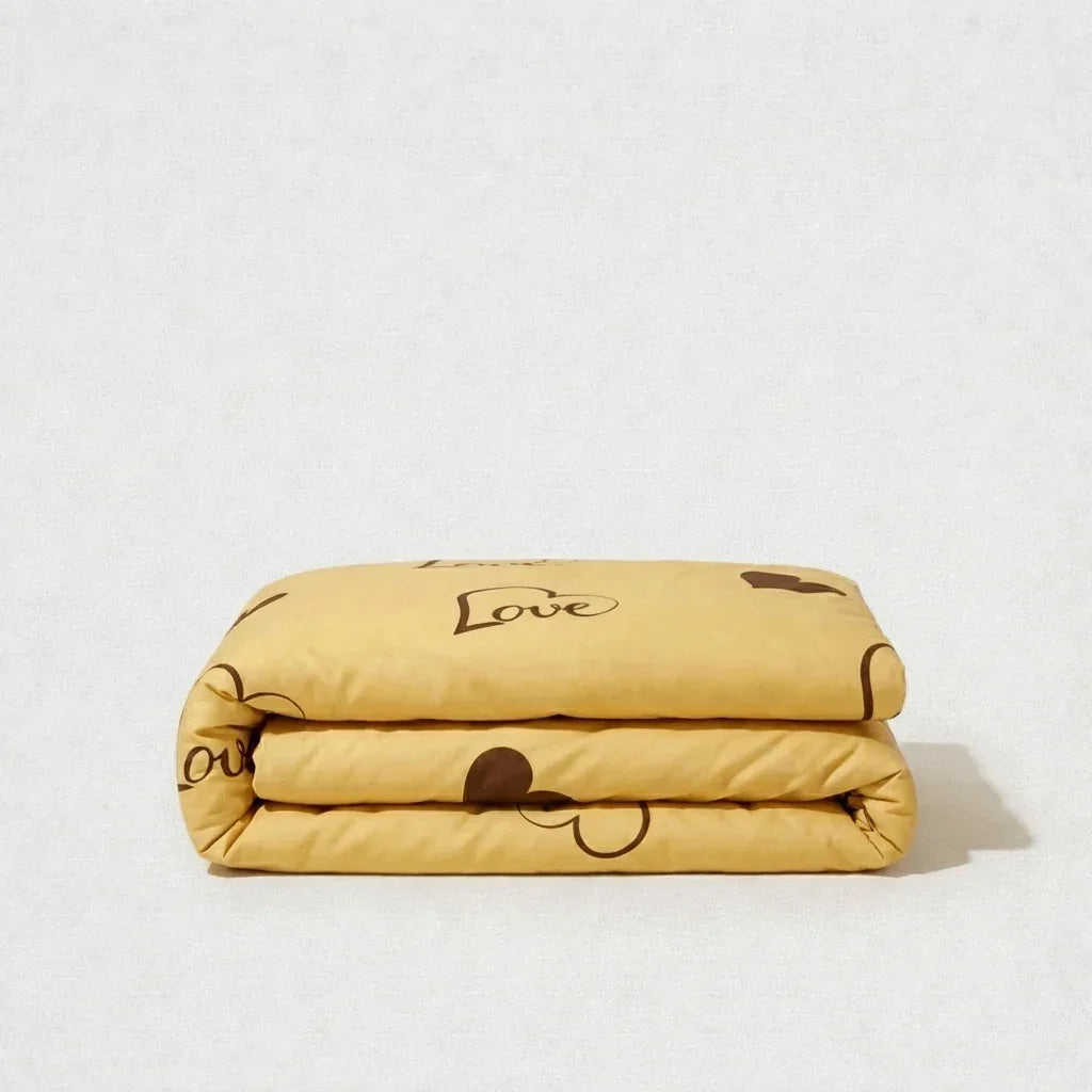Housse de couette Percale de coton - Love en Love Soleil – Linge de lit haut de gamme - MaisonTextile