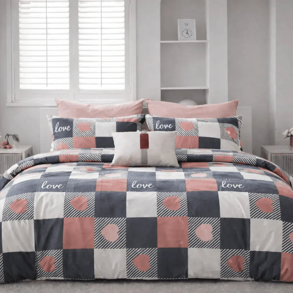 Housse de couette Percale de coton - Love en Love Soleil – Linge de lit haut de gamme - MaisonTextile