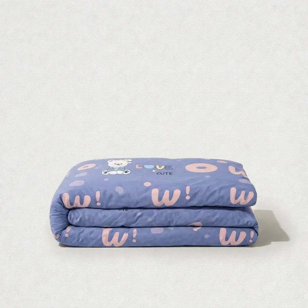Housse de couette percale de coton - Ourson en Ourson Love Lila – Linge de lit haut de gamme - MaisonTextile