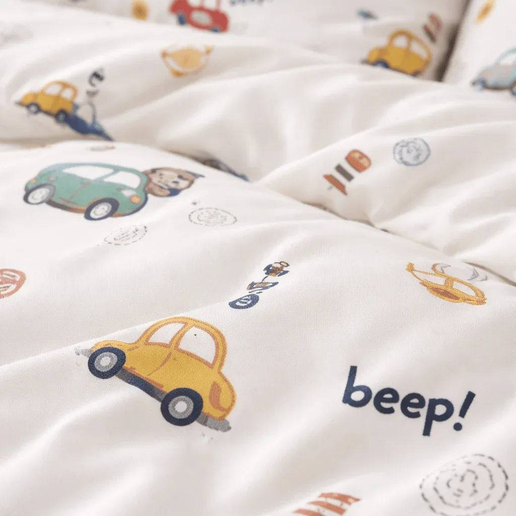 Housse de couette percale de coton - Petit en Petit Bolide – Linge de lit haut de gamme - MaisonTextile