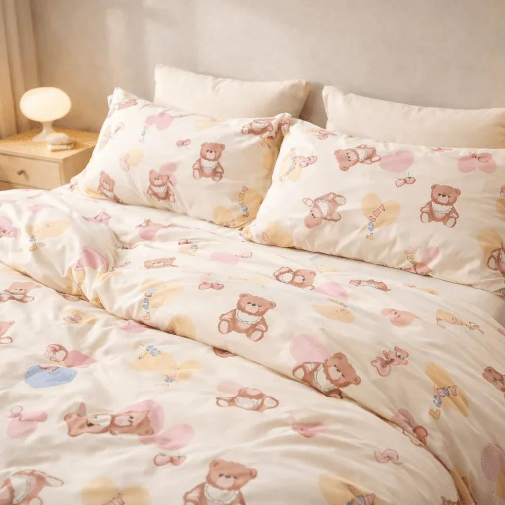 Housse de couette percale de coton - Petit en Petit Ourson – Linge de lit haut de gamme - MaisonTextile