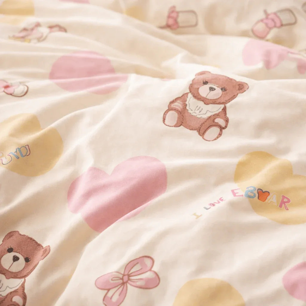 Housse de couette percale de coton - Petit en Petit Ourson – Linge de lit haut de gamme - MaisonTextile