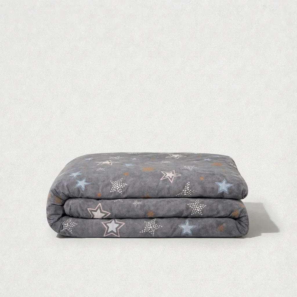 Housse de couette percale de coton - Stars en Stars Gris Perle – Linge de lit haut de gamme - MaisonTextile