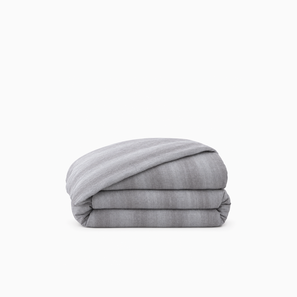 Housse de couette en percale de coton premium, texture lisse, fraîcheur naturelle et tenue impeccable