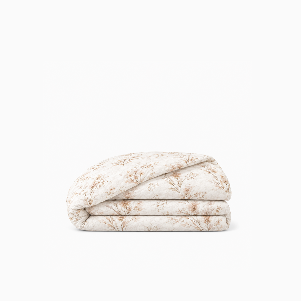 Housse de couette en polycoton doux et résistant, facile à entretenir et au style moderne.