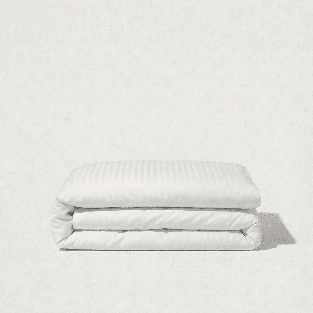 Housse de couette satin de coton rayures élégantes soyeuses et raffinées