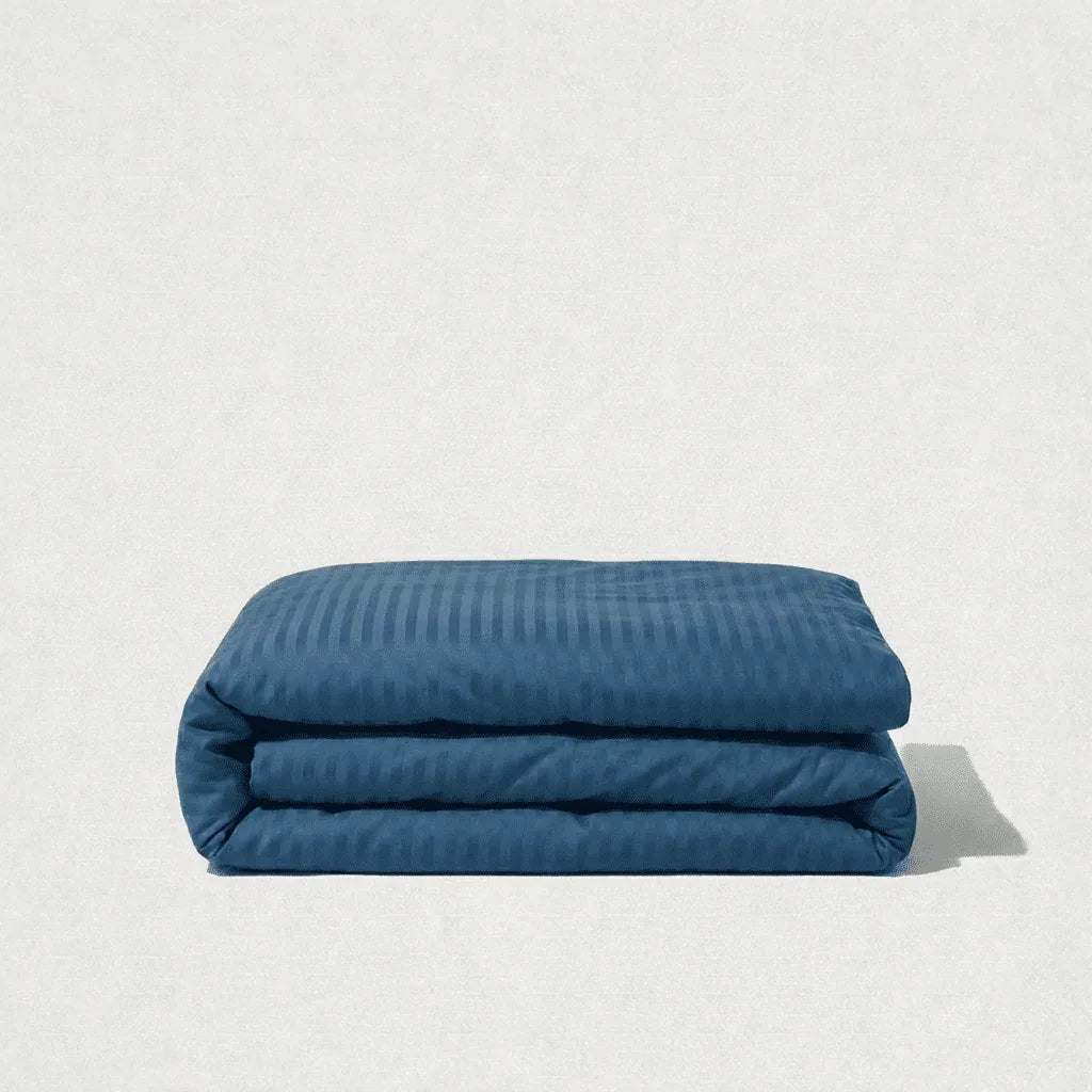 Housse de couette satin de coton rayures élégantes texture soyeuse et finition raffinée