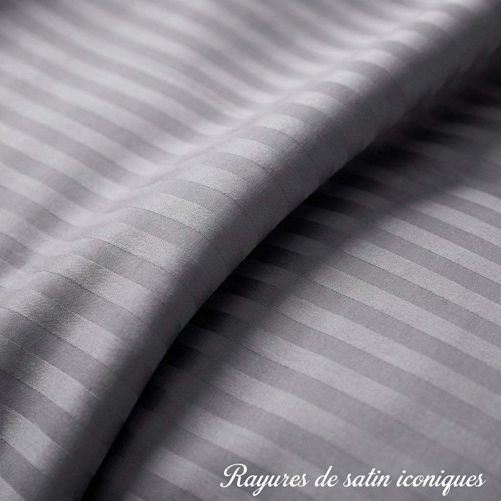 Housse de couette en satin de coton rayures élégantes avec finition soyeuse et tissage respirant