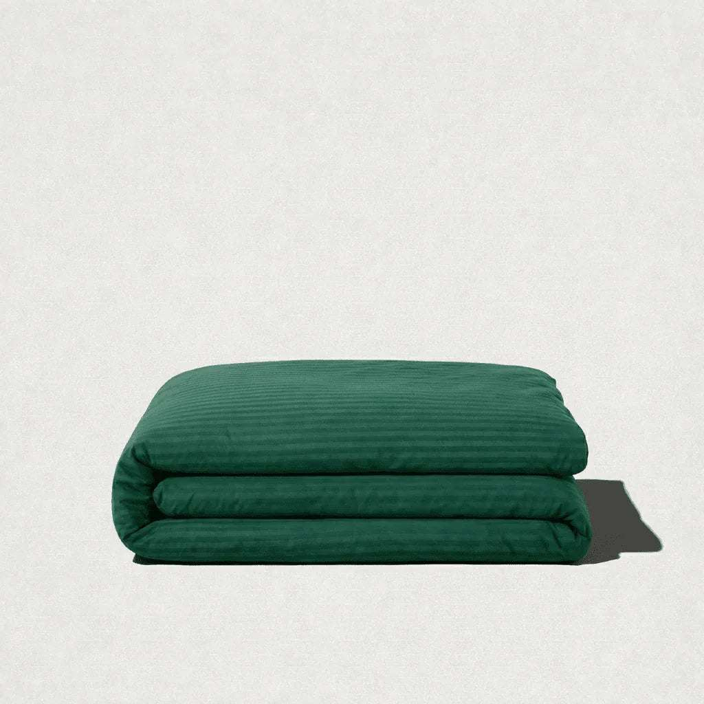 Housse de couette satin de coton rayée élégante en coton 120 fils/cm² avec finition soyeuse et lumineuse