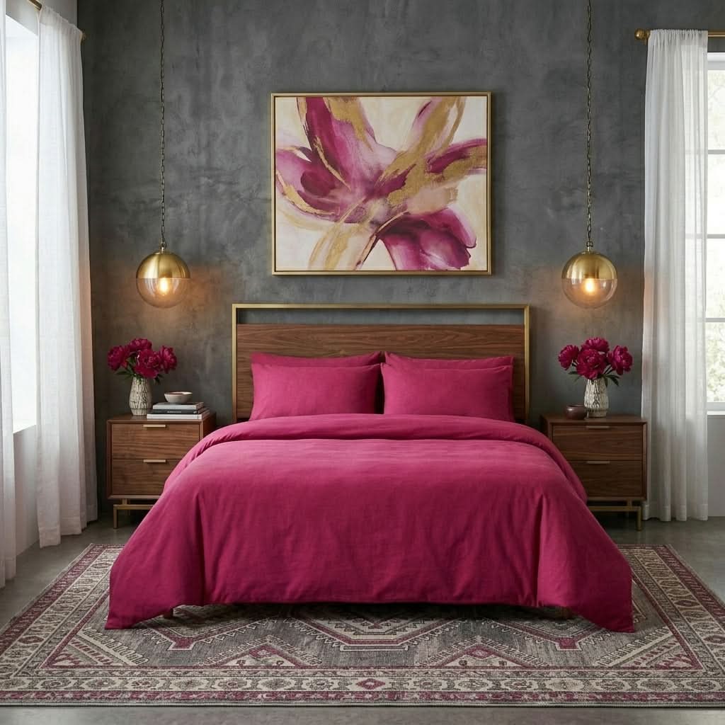 Housse de couette en percale de coton unie, fraîcheur naturelle et tenue impeccable, finition européenne de qualité.