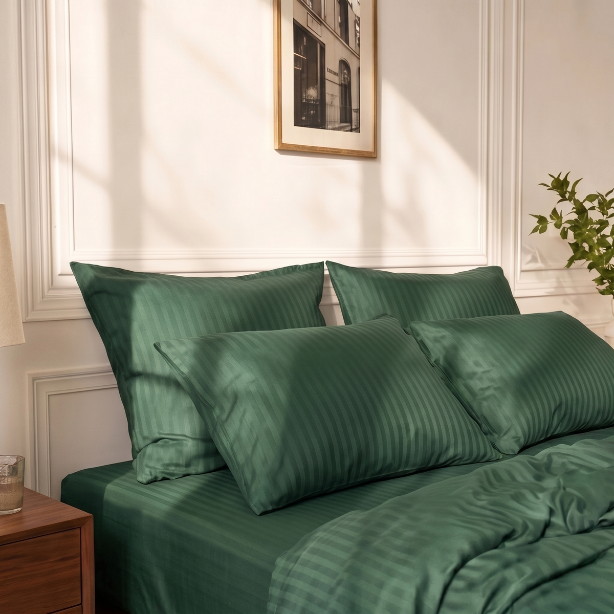 Taies d’oreiller en satin de coton premium à rayures satinées, élégantes et douces