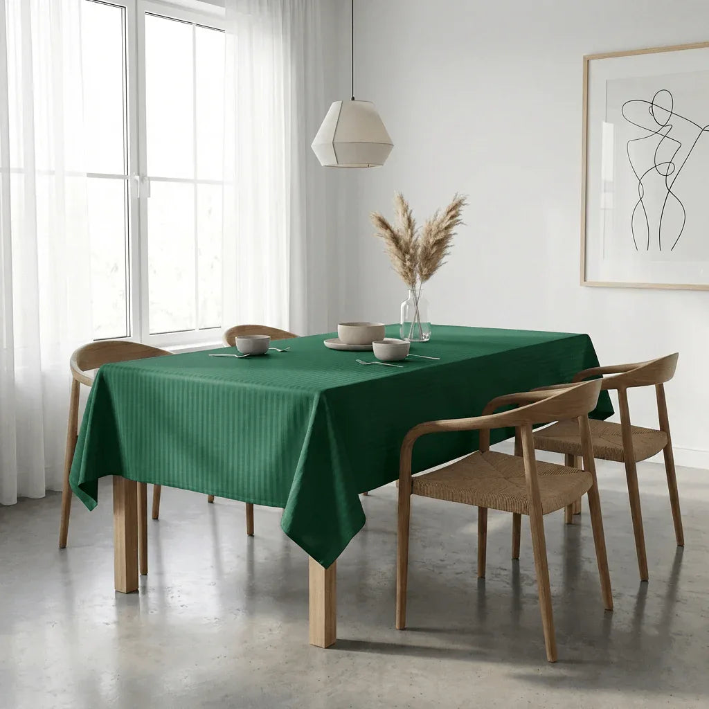 Nappe de Table satin de coton – Rayures Satinées deluxe en Blanc Neige – - MaisonTextile
