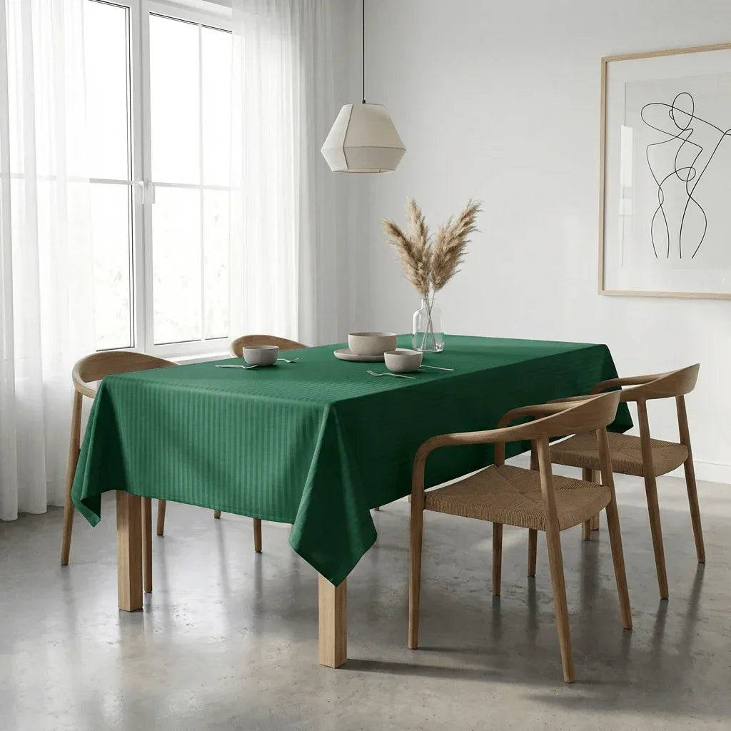 Nappe de Table satin de coton – Rayures Satinées deluxe en Blanc Neige – - MaisonTextile