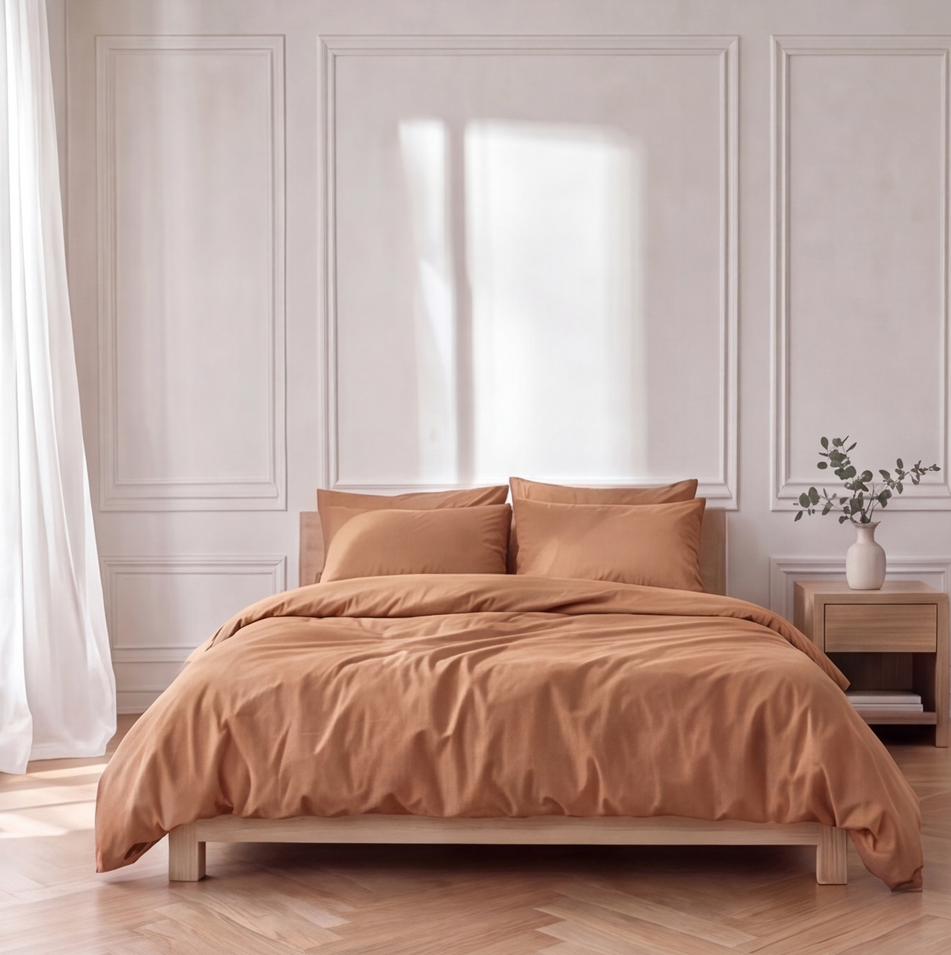 Drap-housse en percale de coton 100 fils/cm² blanc, texture lisse et maintien parfait sur matelas