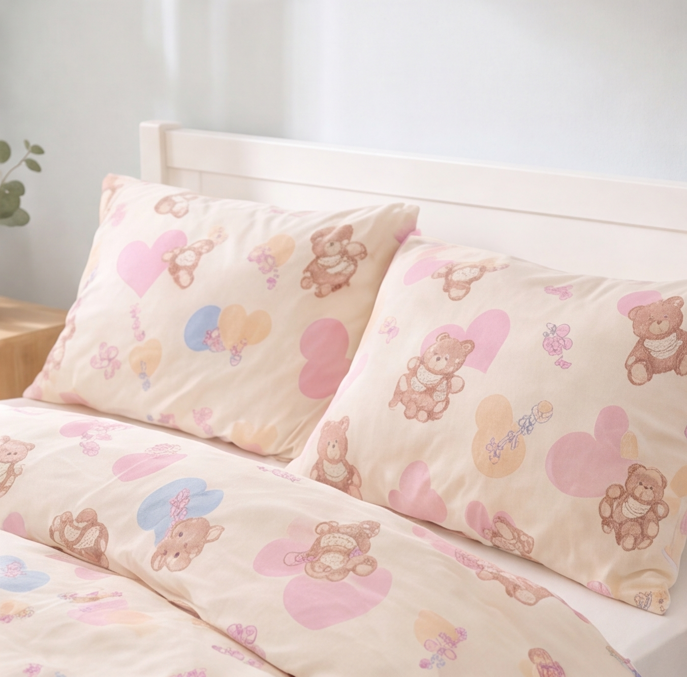 Parure de lit enfant Petit Ourson, détail oreillers - Maison Textile