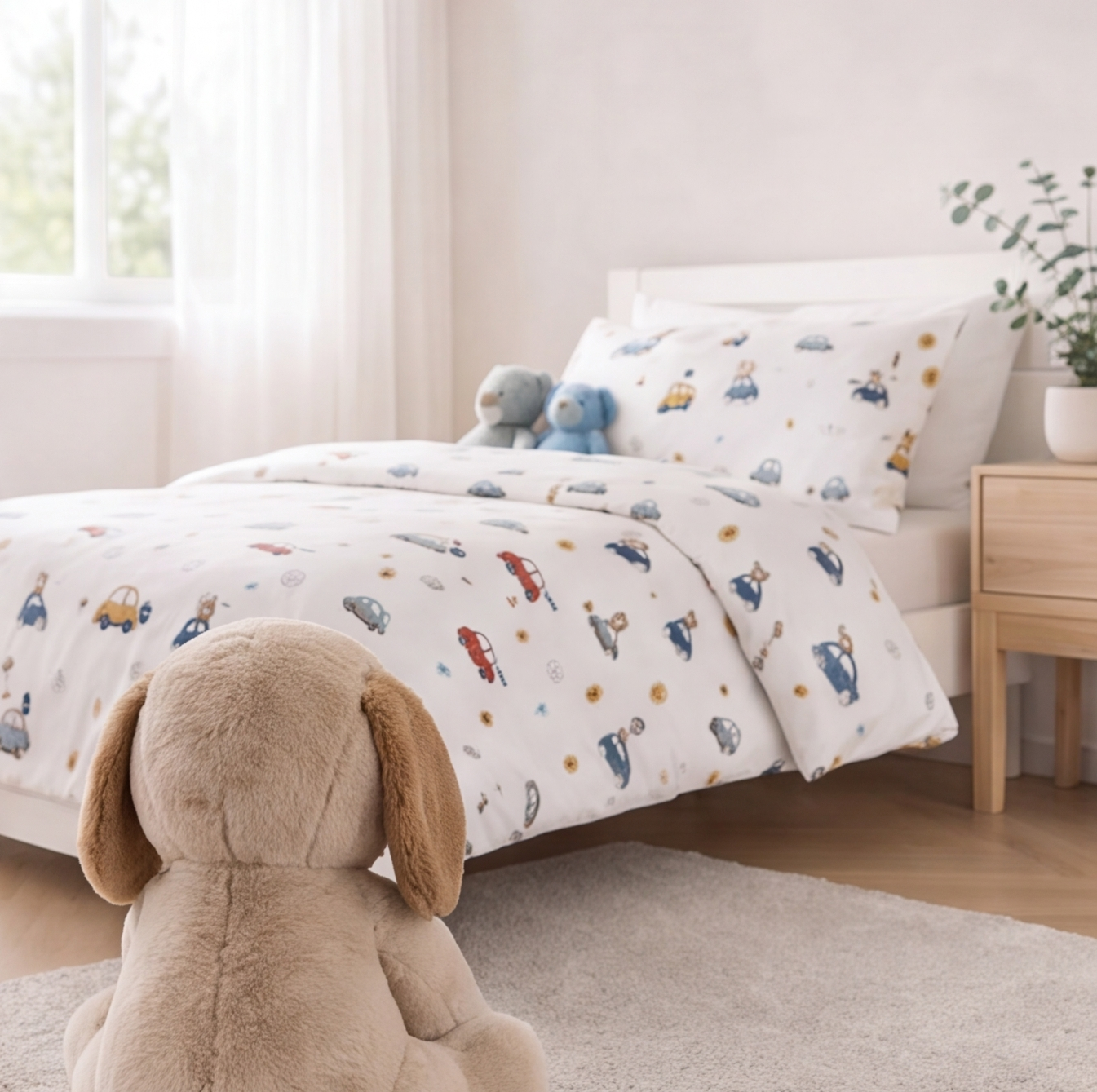 Parure de lit enfant Vroum, ambiance peluche ours - Maison Textile