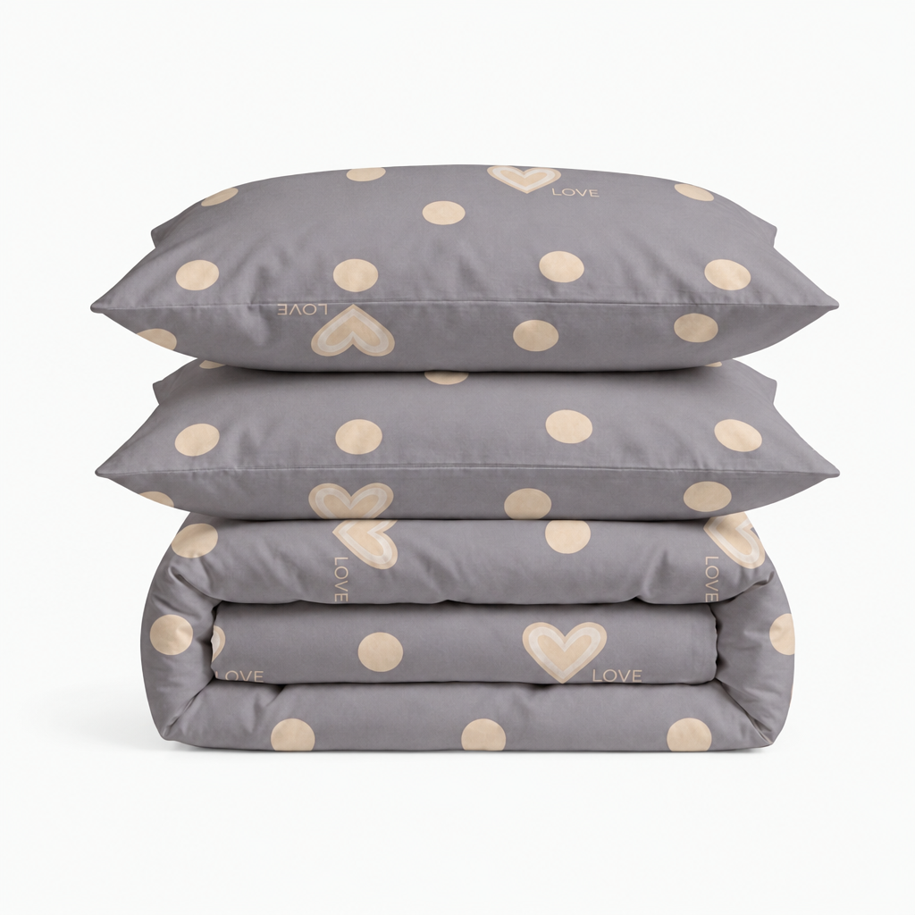 Parure en percale de coton Love Perle – ambiance chambre cocon