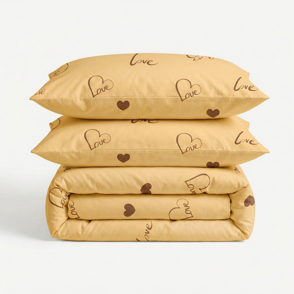 Parure en percale de coton Love Soleil – ensemble coordonné Maison Textile