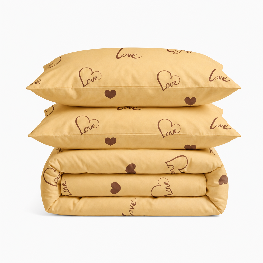 Parure en percale de coton Love Soleil – ensemble coordonné Maison Textile