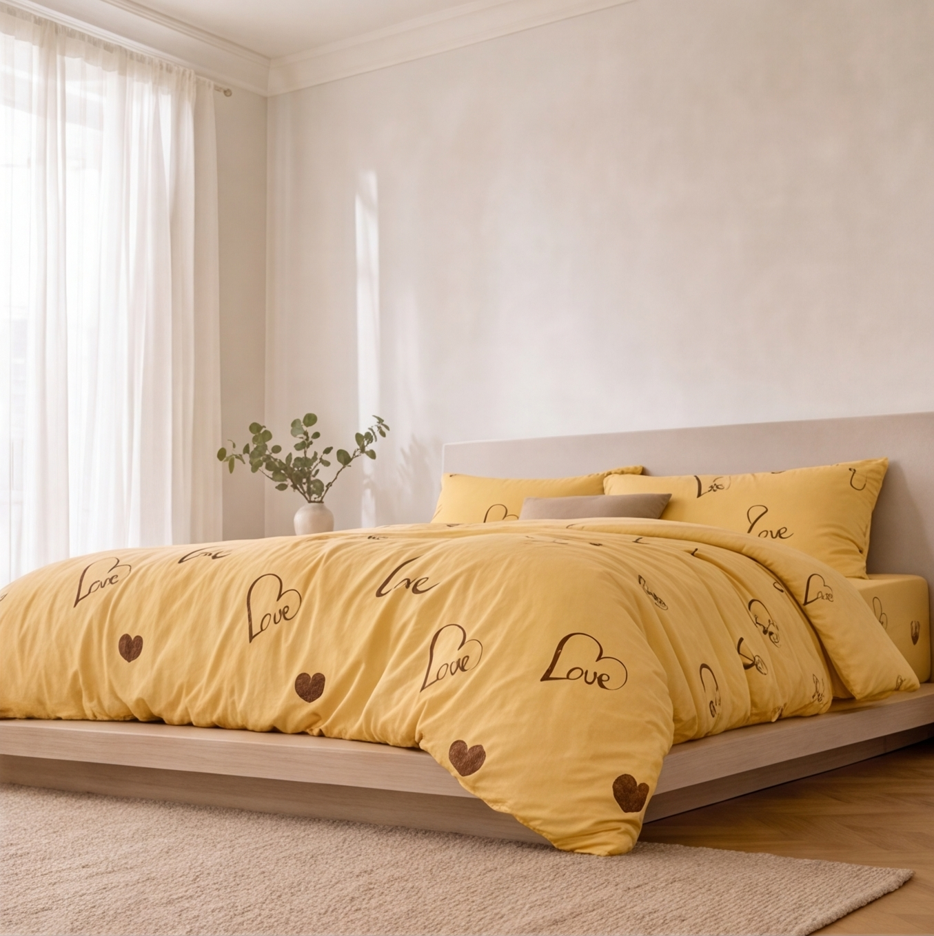 Parure en percale de coton Love Signature – détail bas de lit élégant