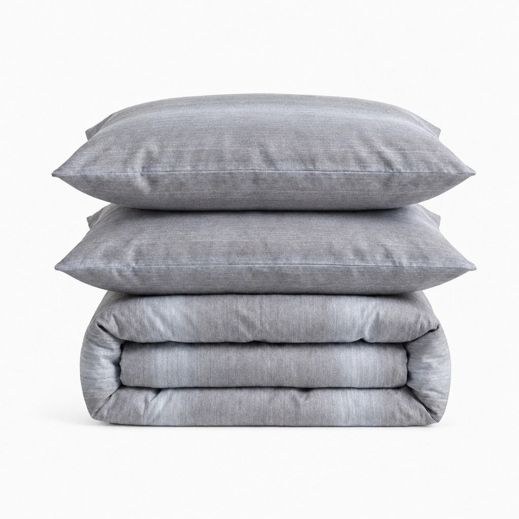 Parure en percale de coton Nuance Signature Perle – ambiance chambre haut de gamme
