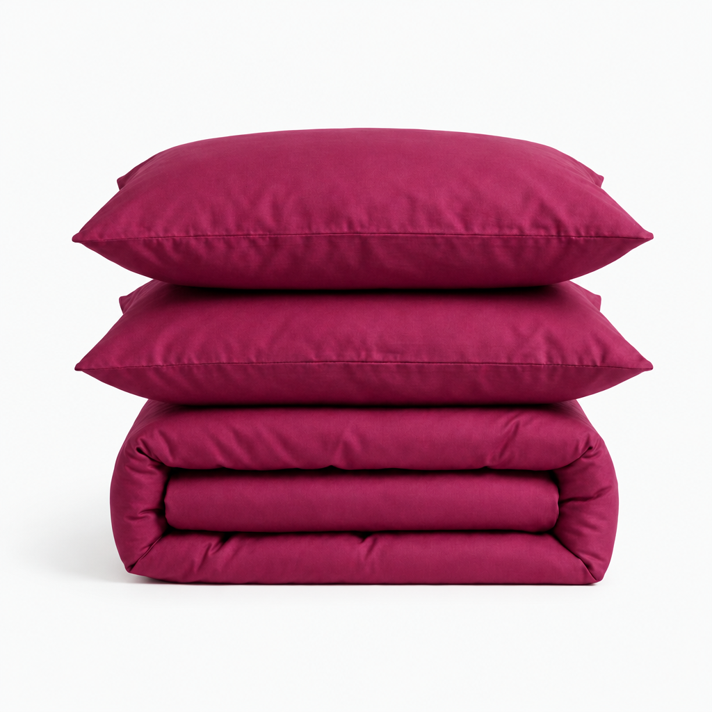 Parure en percale de coton unie – packshot ensemble coordonné