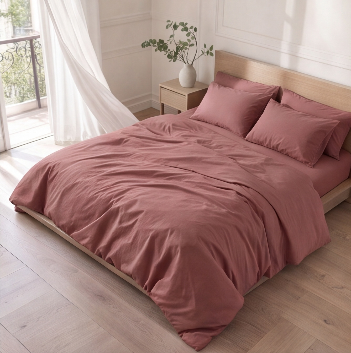 Drap-housse en percale de coton 100 fils/cm² blanc, tissage lisse et respirant avec maintien optimal sur matelas.