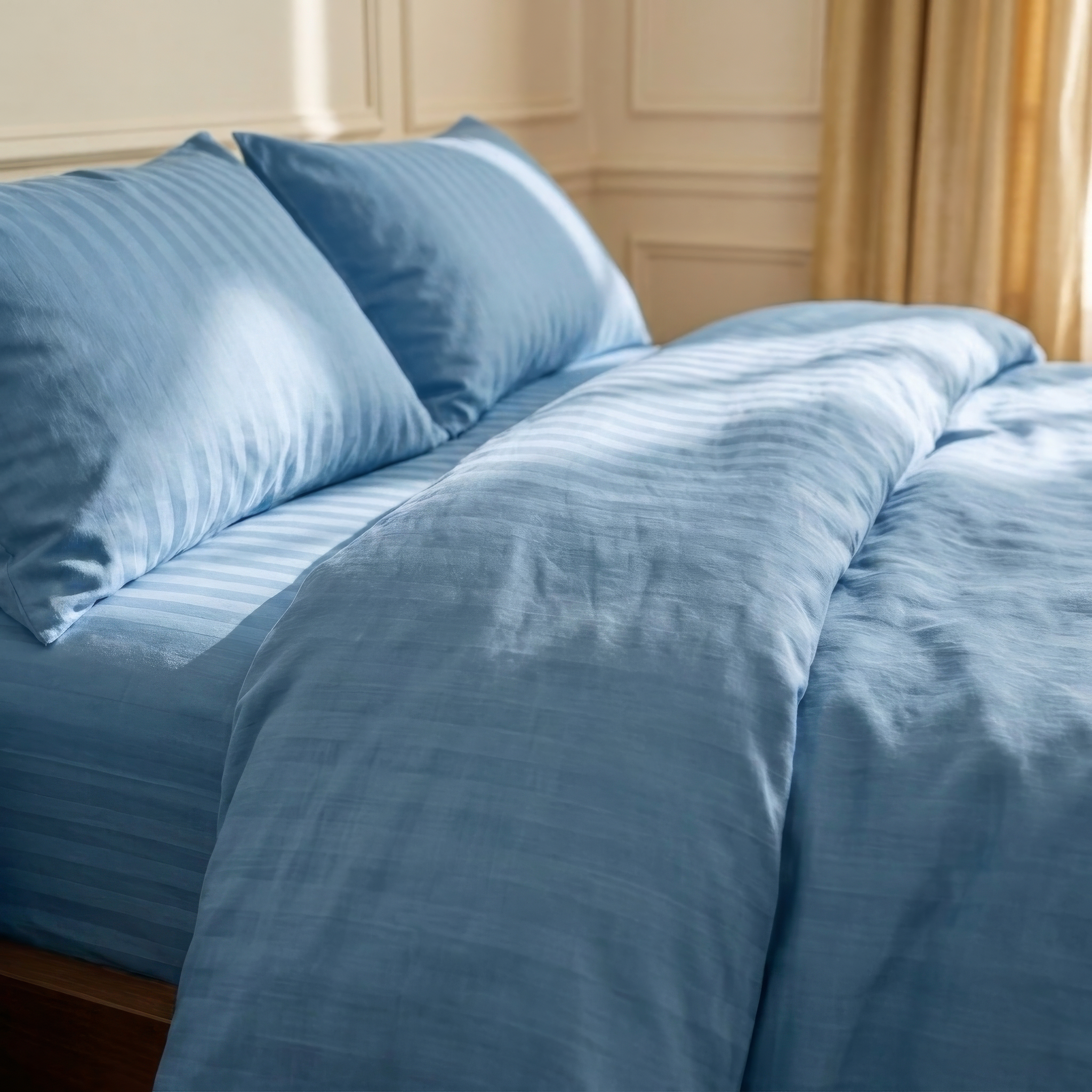 Parure de lit satin premium avec rayures élégantes en coton satiné doux et lumineux