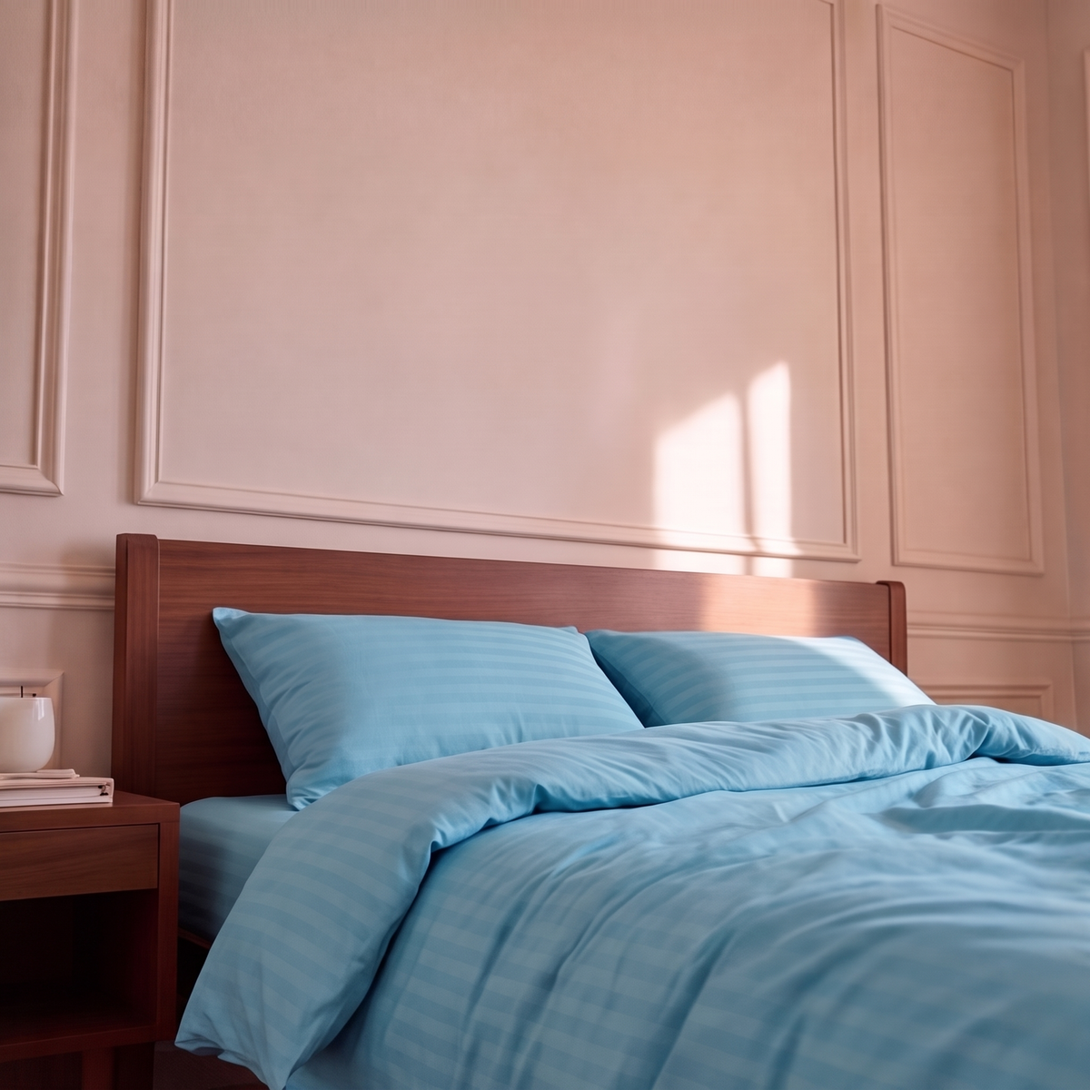 Parure de lit satin premium avec rayures élégantes en coton satiné doux et lumineux