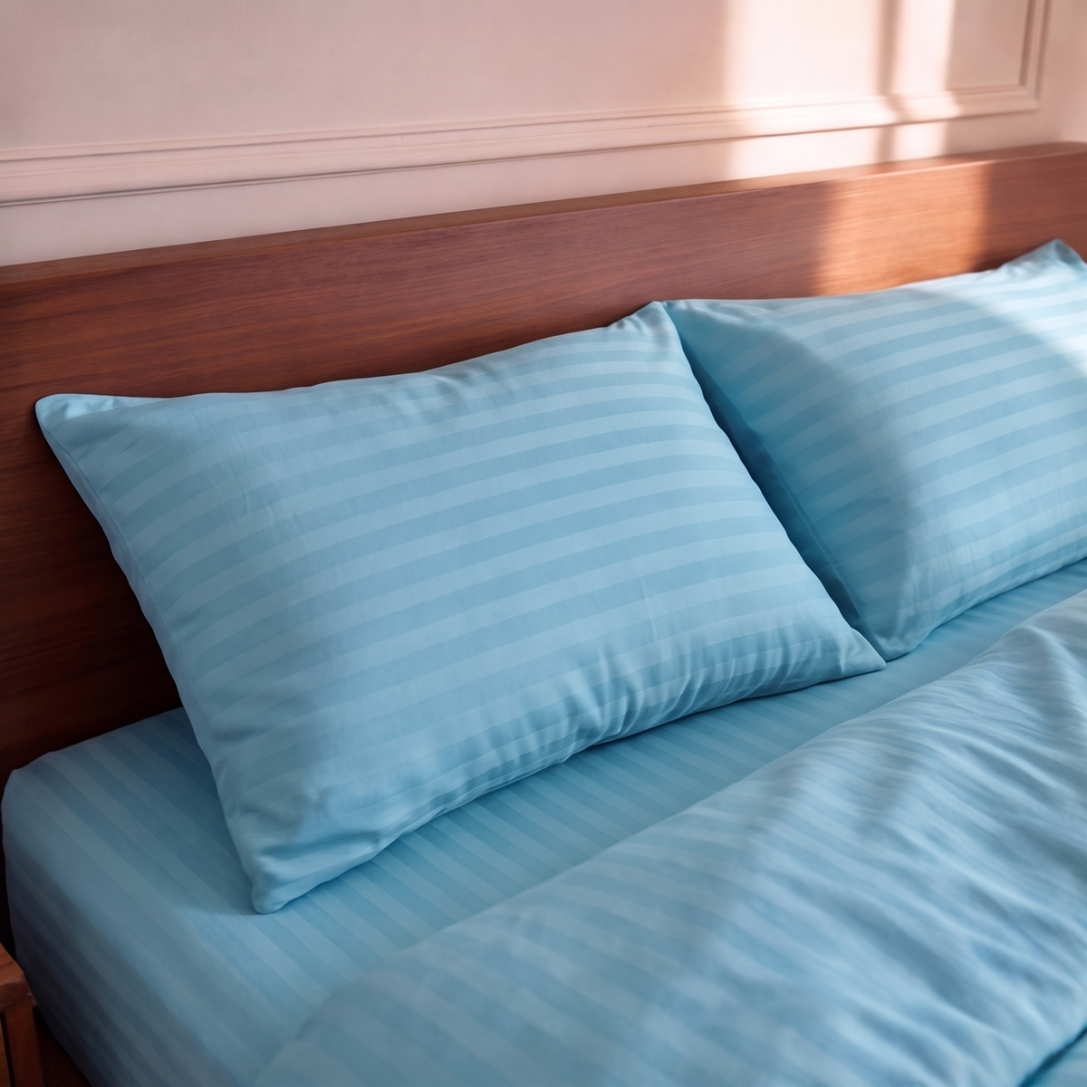 Taies d’oreiller satin premium à rayures satinées en coton, douceur soyeuse et élégance raffinée