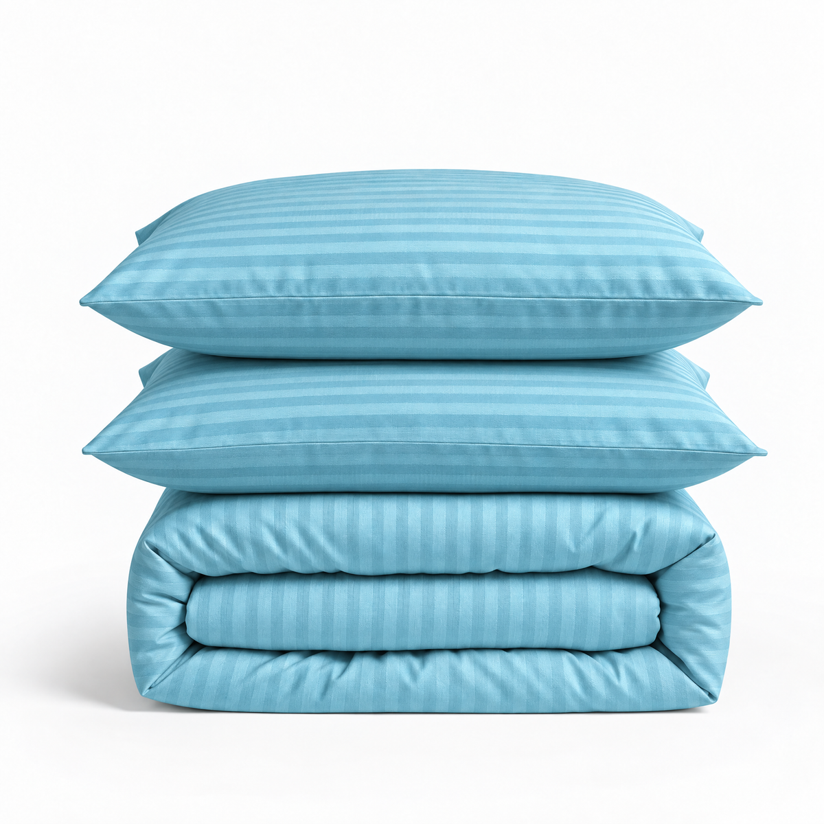 Parure de lit satin premium en coton, douceur soyeuse, rayures élégantes, finition européenne, ensemble housse de couette et taies d’oreiller.