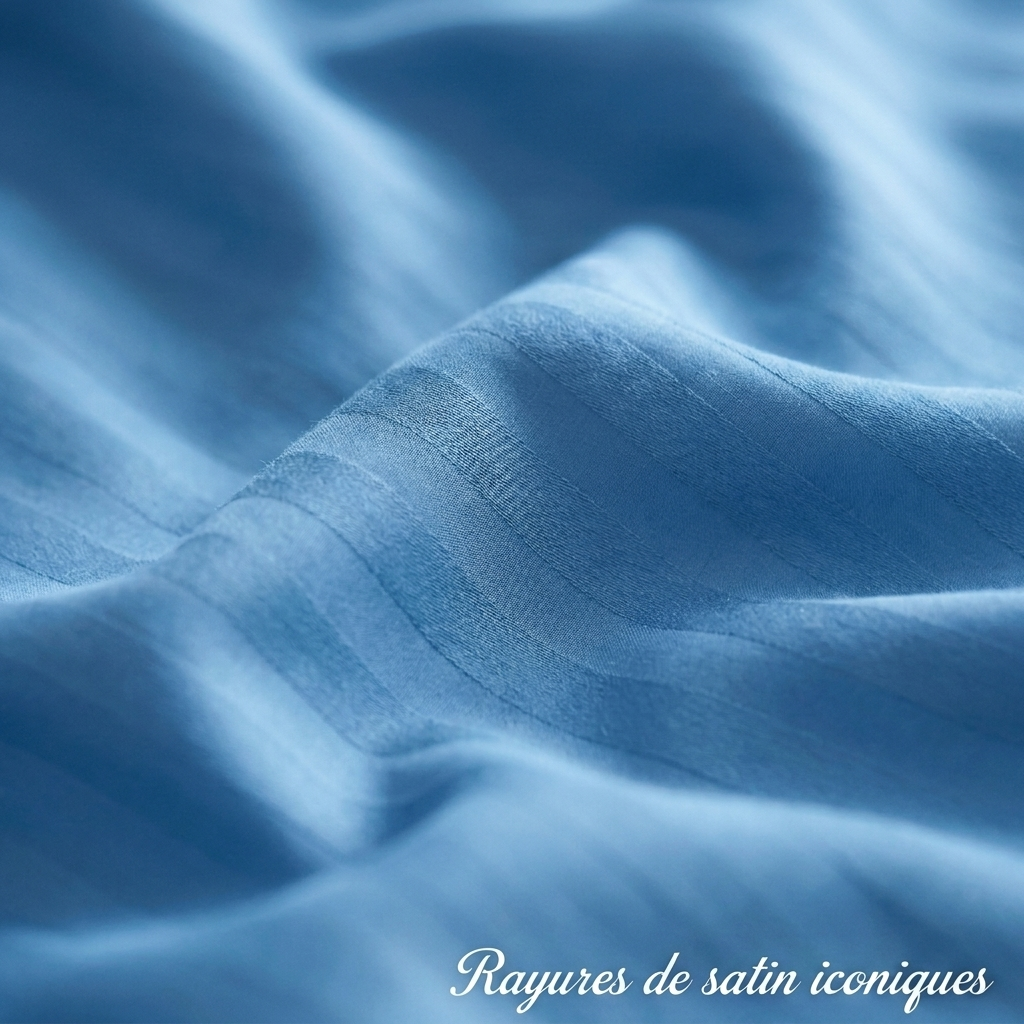 Parure de lit satin premium rayures élégantes en satin de coton doux et soyeux